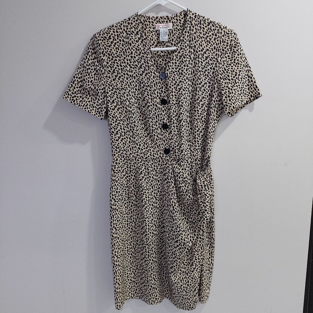 Talbots Leopard Print 100% Silk Warp Dress Size 6 Short-Sleeve Chic